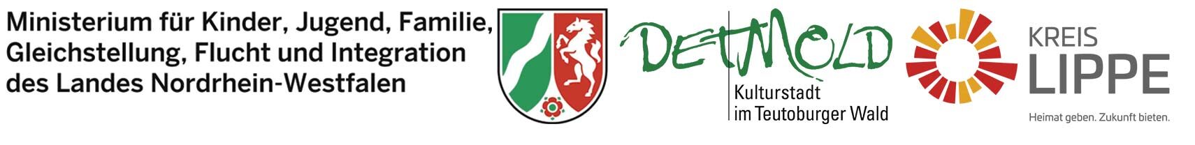 Logo des Ministeriums für Kinder, Jugend, Gleichstellung, Flucht und Integration des Landes Nordrhein-Westfalen Logos von Ministerium für Kinder, Jugend, Gleichstellung, Flucht und Integration des Landes Nordrhein-Westfalen, Detmold, Kreis Lippe und LAG Soziale Arbeit